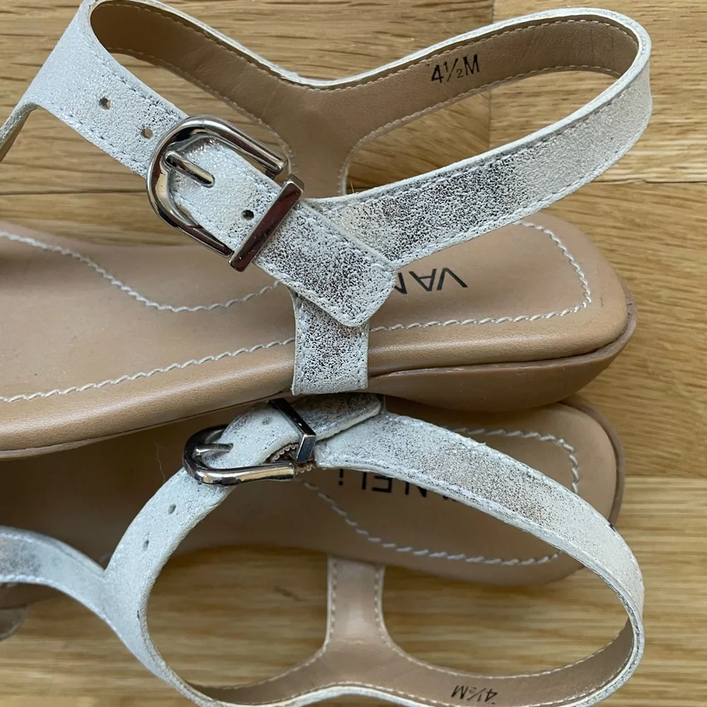 VANELI Shiny Silver Strap Sandals Woman size 4.5